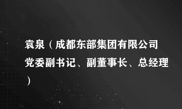 袁泉（成都东部集团有限公司党委副书记、副董事长、总经理）