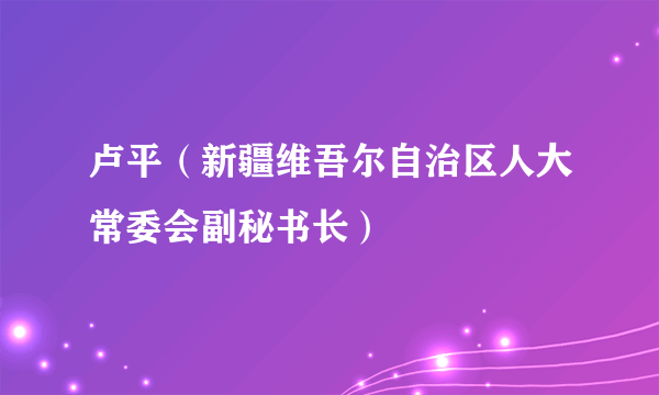 卢平（新疆维吾尔自治区人大常委会副秘书长）